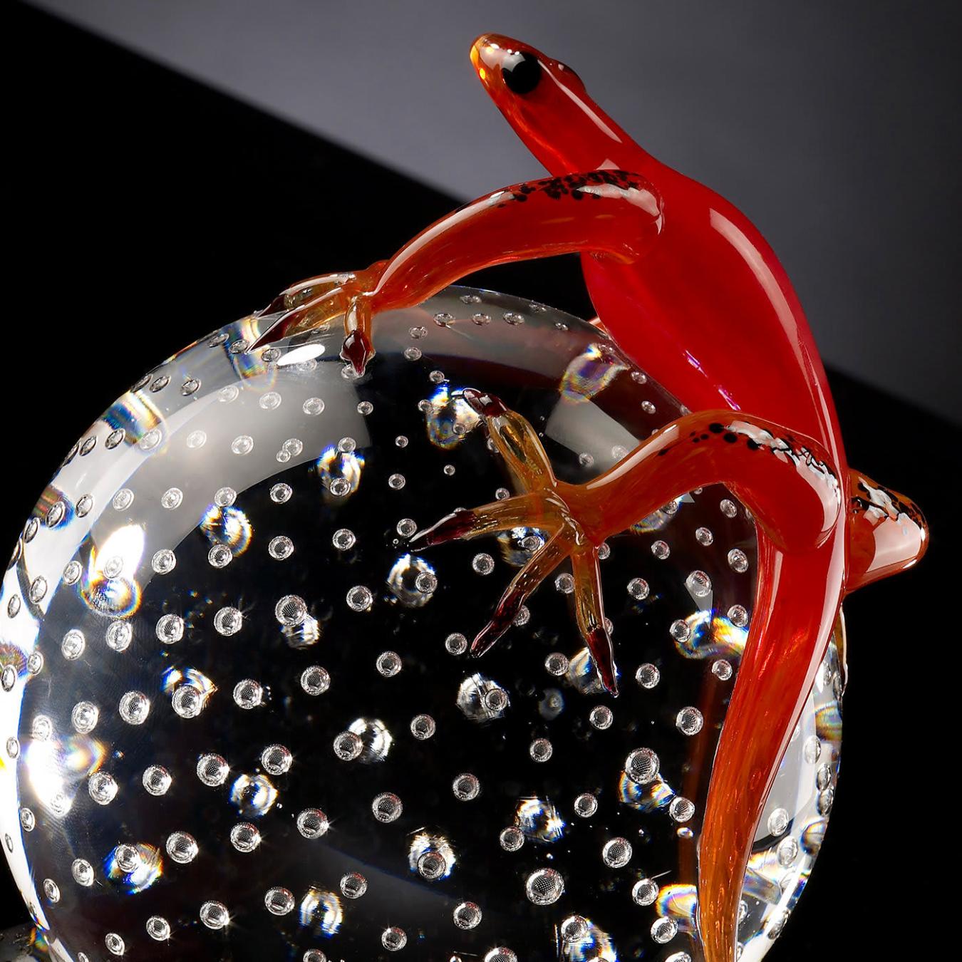 Gecko on Sphere Glass Figurine