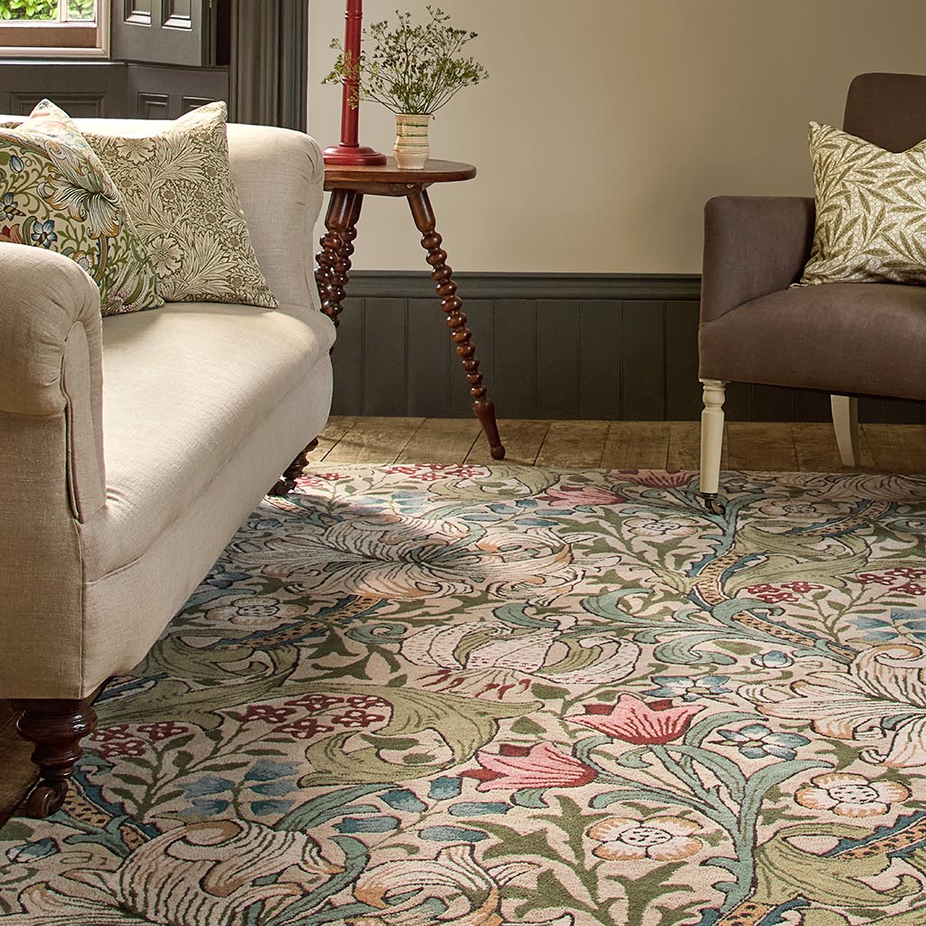 Golden Lily Green Red Luxury Rug | Size: 250 × 350 cm