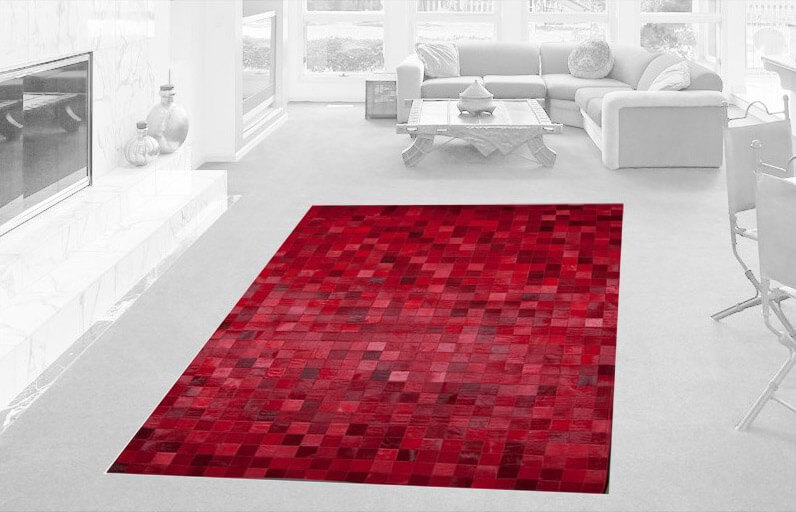 Mosaic Red Cowhide Rug | Size: 200 × 300 cm
