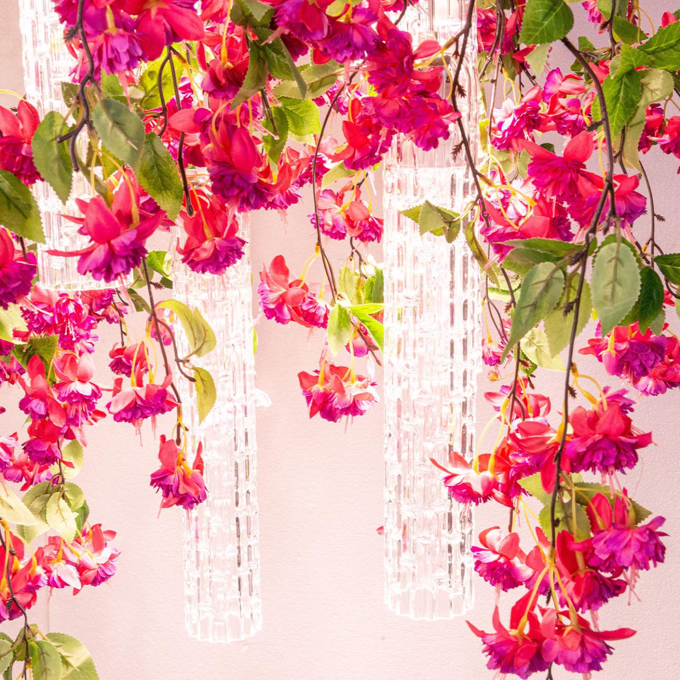Pink Cascade Square Italian Chandelier