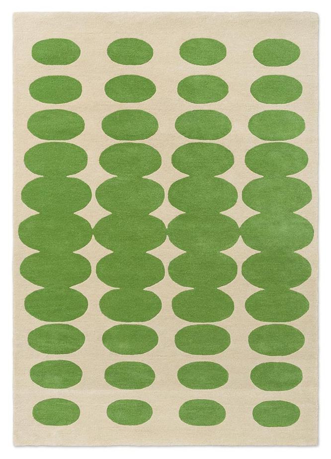 Optical Oval Green Cream Handcrafted Rug | Size: 160 × 230 cm