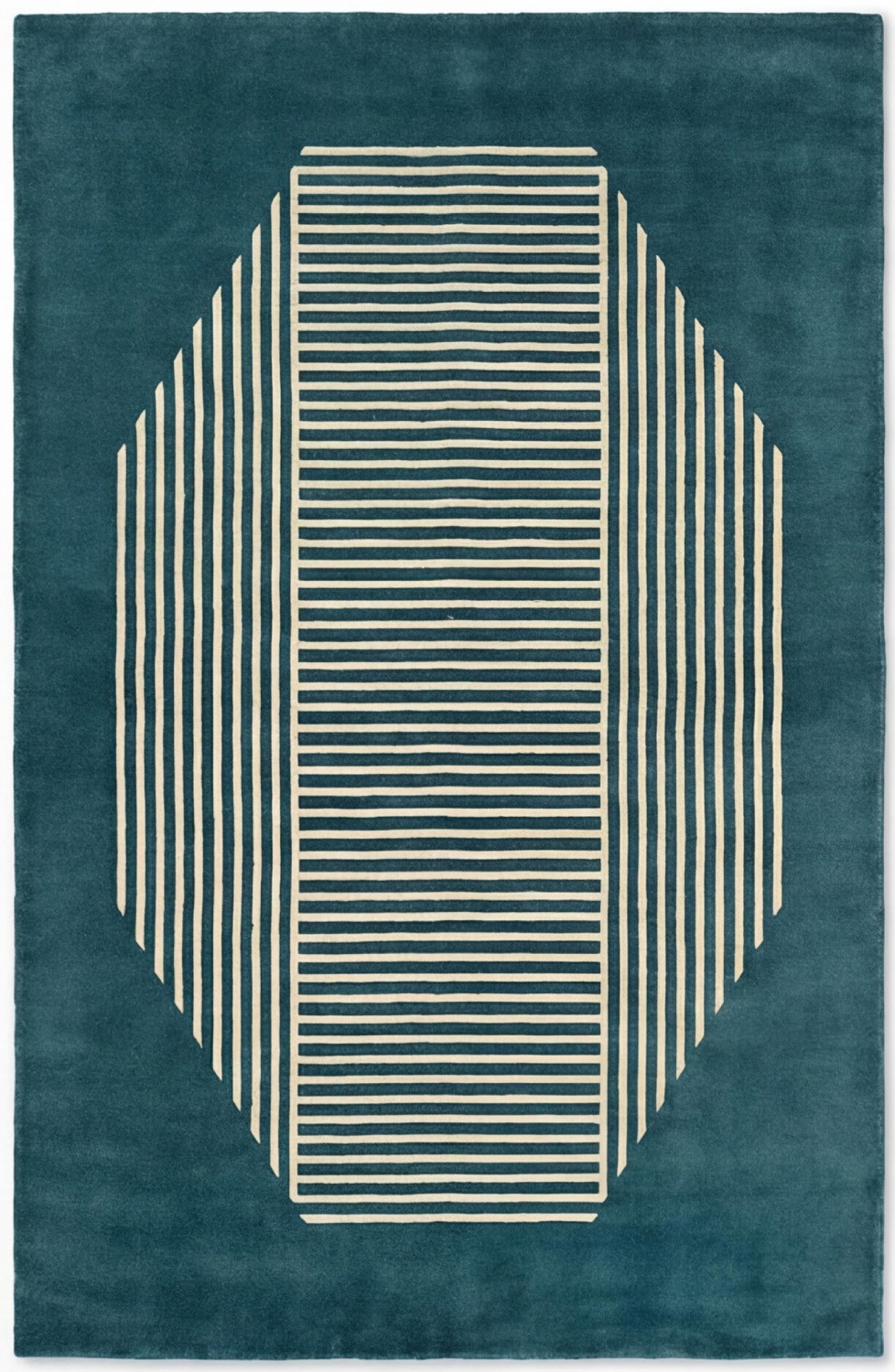 Octagon Lines Teal Artisan Handwoven Rug