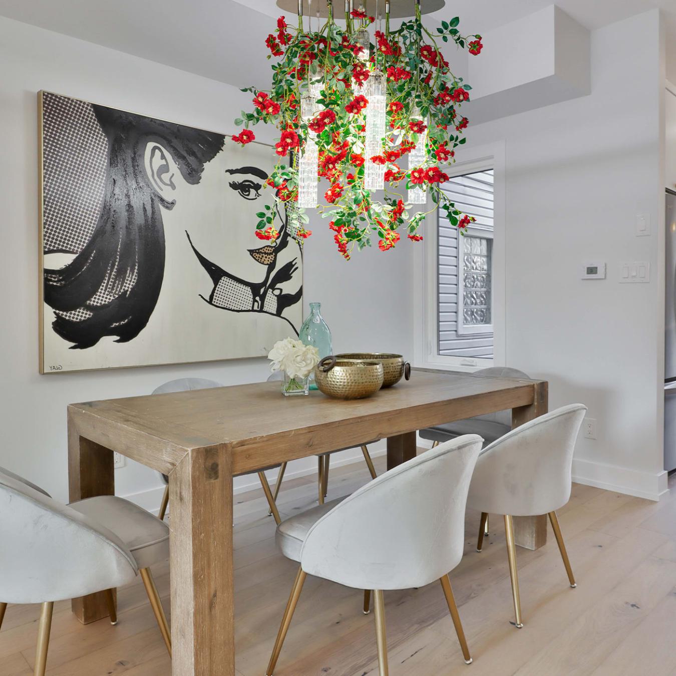 Wil Red Roses Large Italian Chandelier