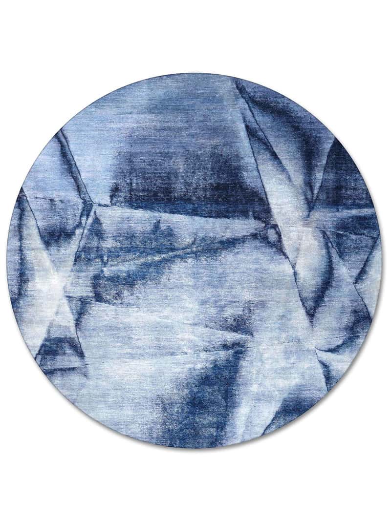 Round Navy Blue Rug