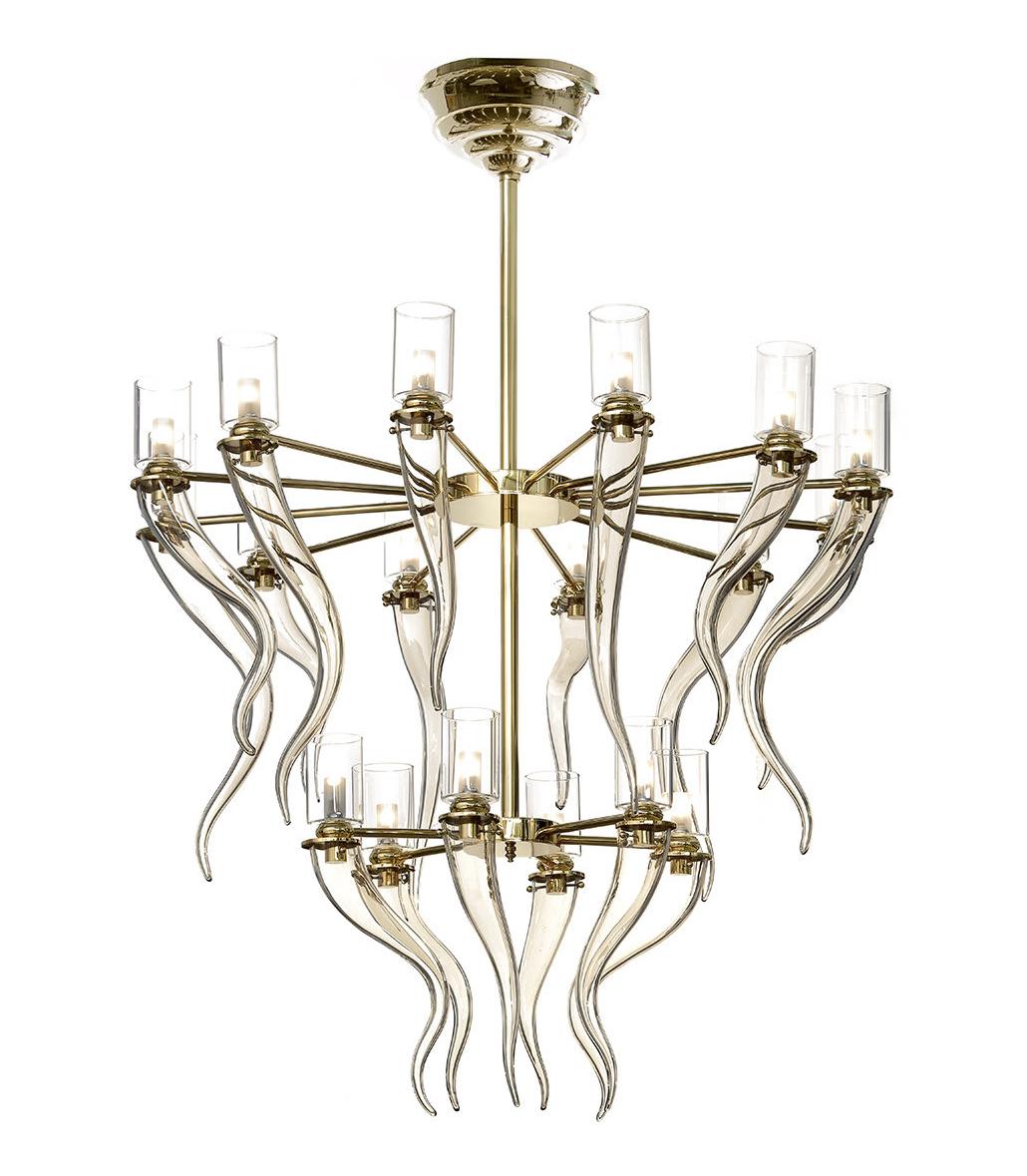 Venetian Horn Soft Gold Chandelier