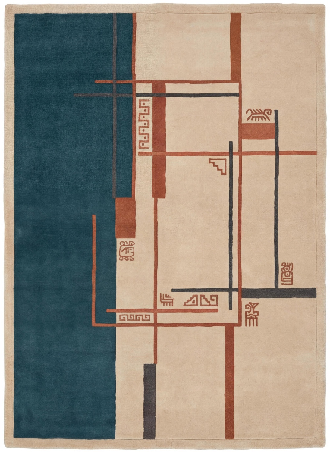 Architect Lines Teal Artisan Rug