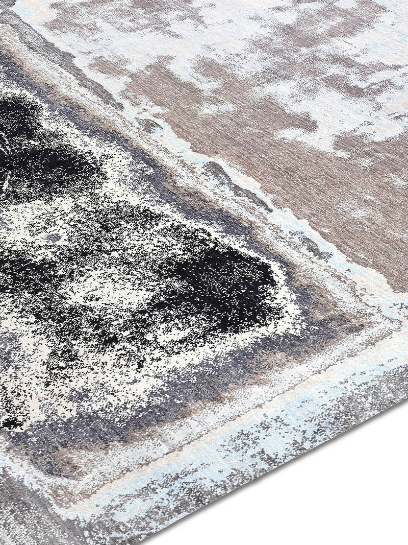 Silver Grey Abstract Rug