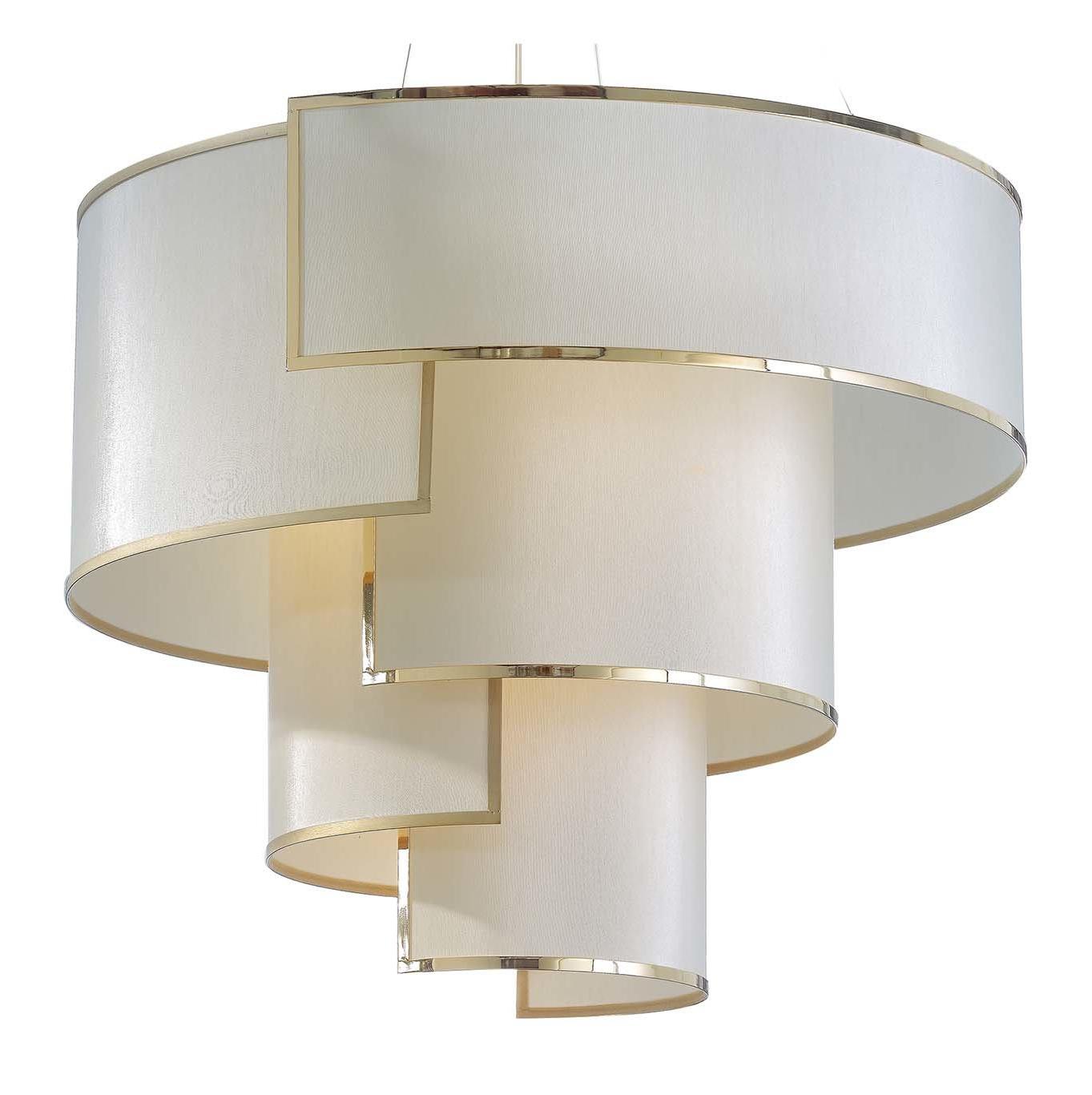 Antique Gold & Brass Ivory Shade Chandelier