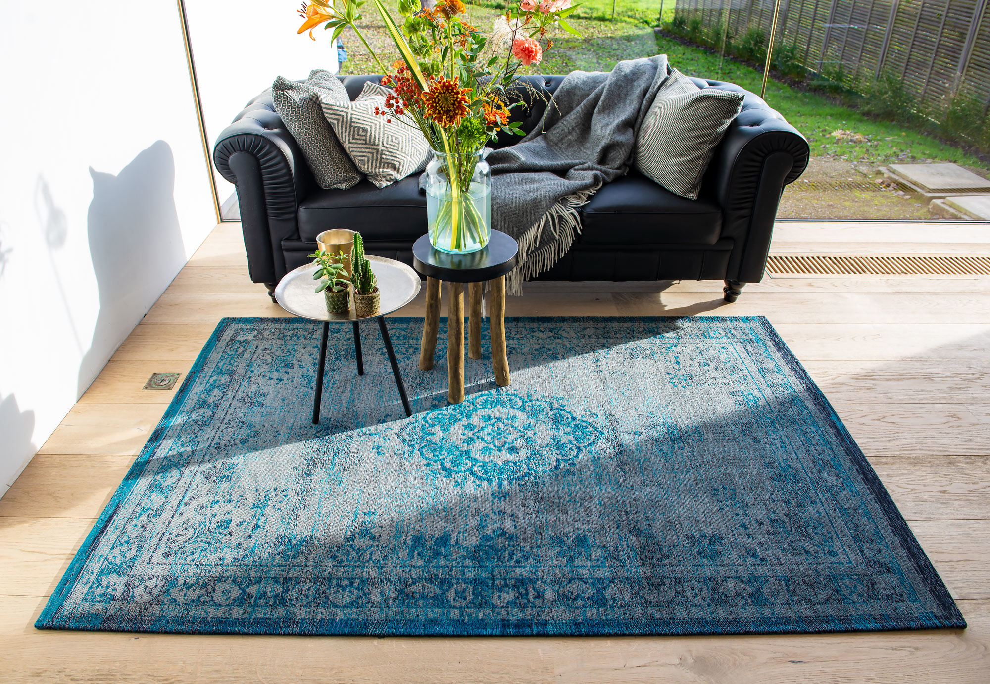 Vintage Style Grey Turquoise Rug | Size: 200 × 280 cm