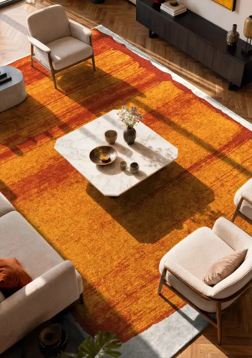 Brush Orange Belgian Designer Rug