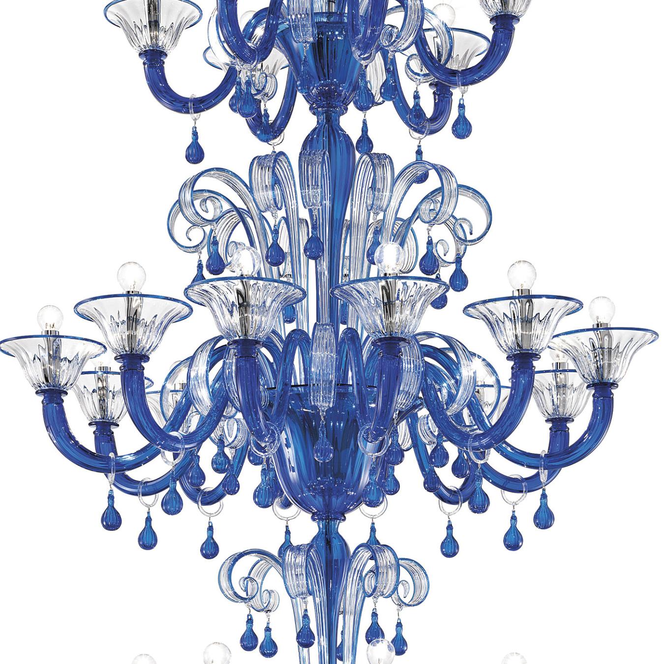 Pale Blue Murano Glass Classical Chandelier