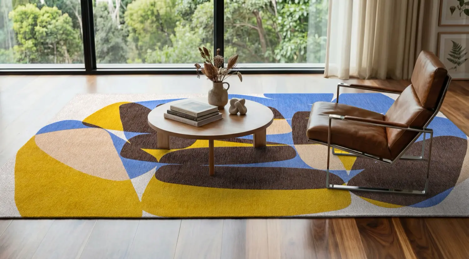 Stones Sunny Blue Belgian Designer Rug