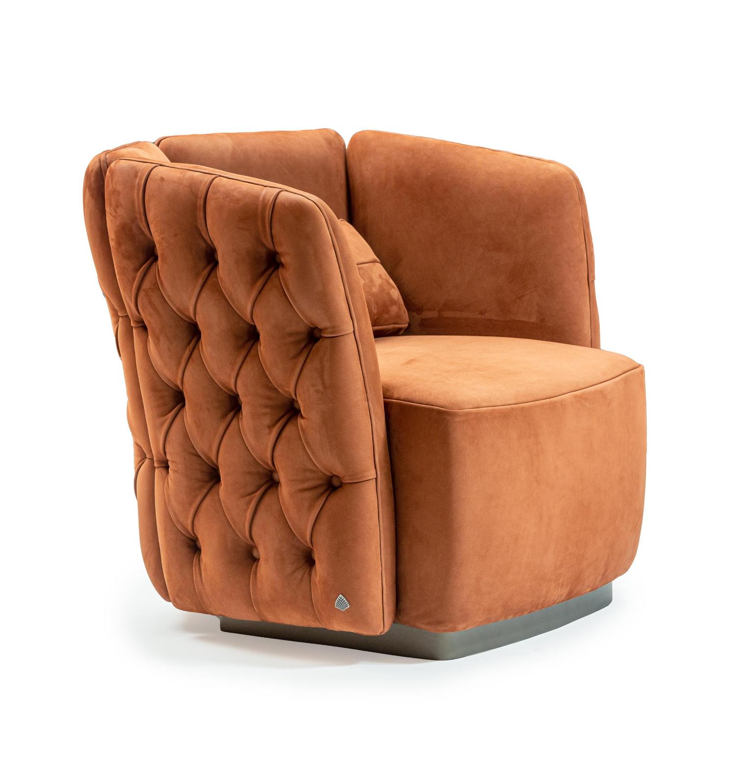 Ford Rust Velvet Armchair Italian Design