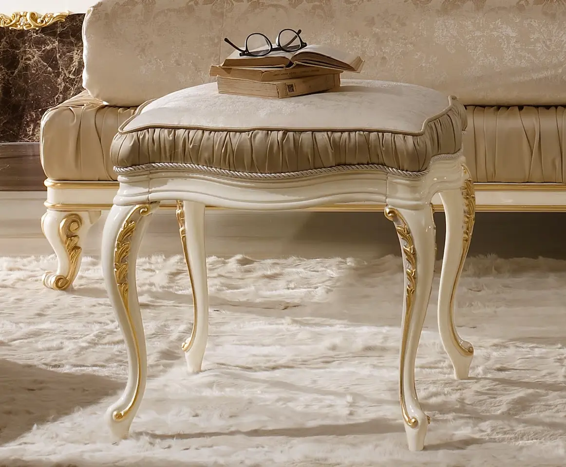 Beige & Gold Classic Stool