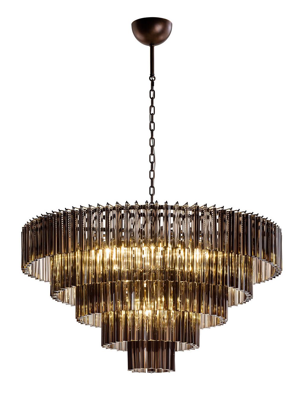 Round Chandelier with Smoky Trihedrons