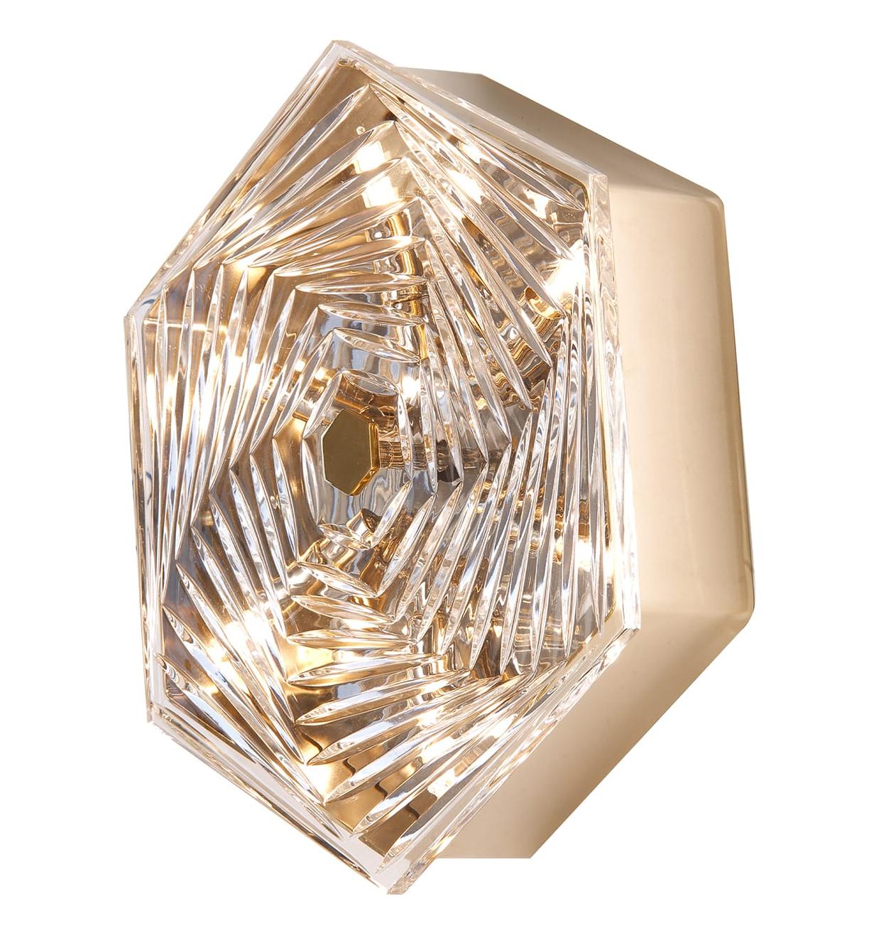 Soft Gold Hexagonal Crystal Wall Light