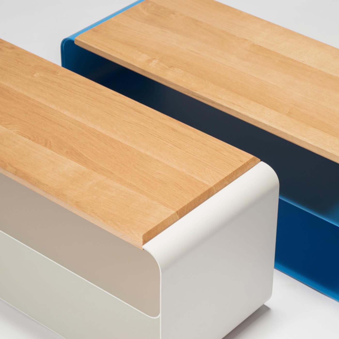 Contemporary Wood &amp; Metal Bench - 1