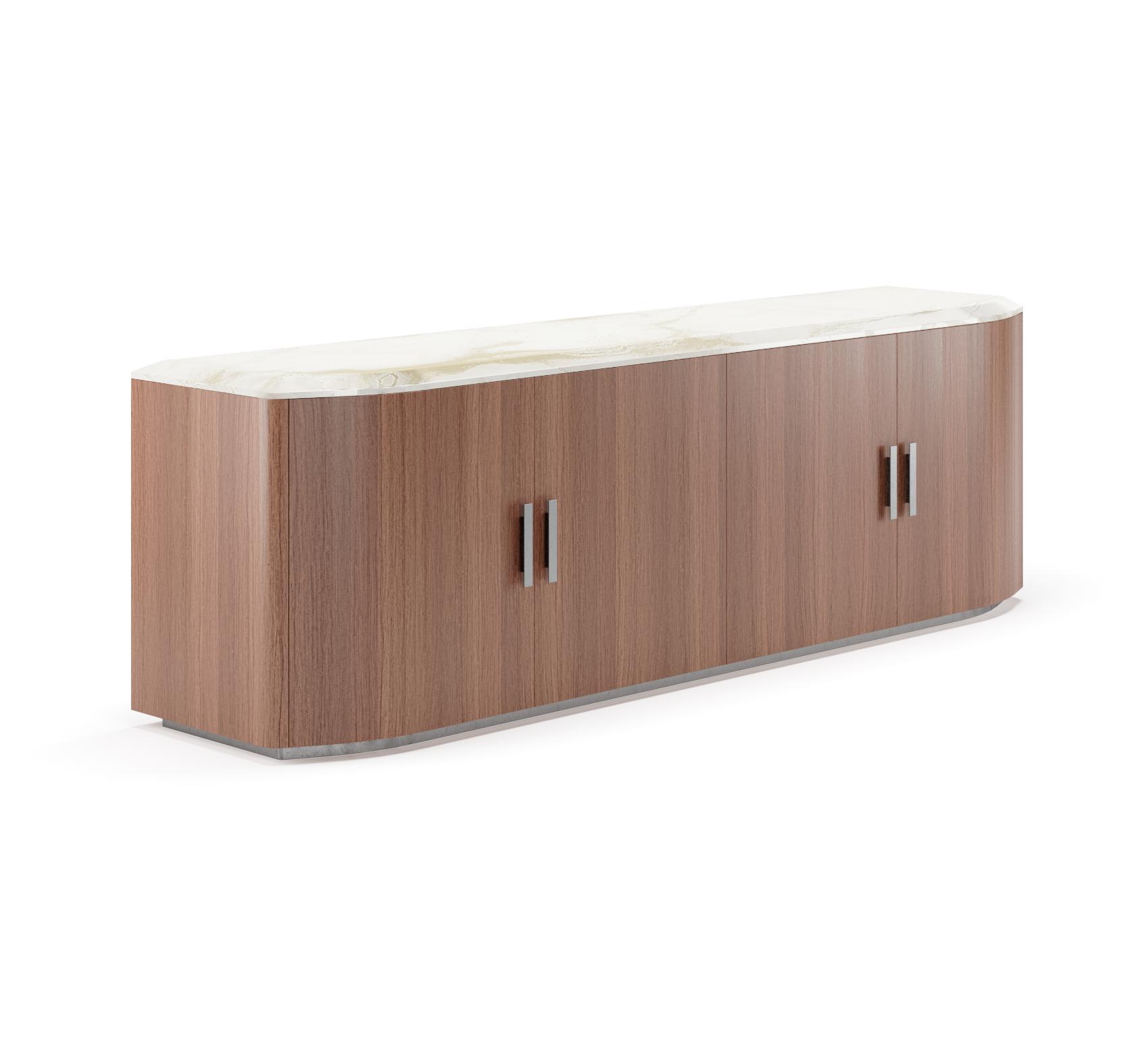 Bruce Wood and Marble Sideboard Italian Design