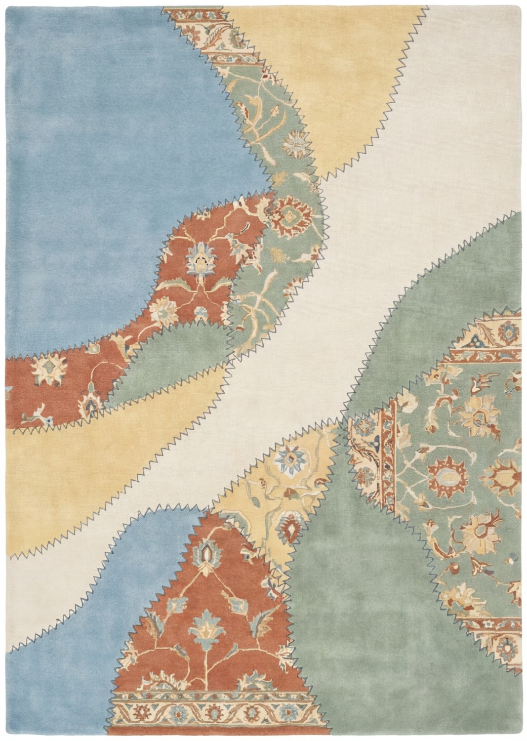 Pastel Collage Blue Handmade Rug