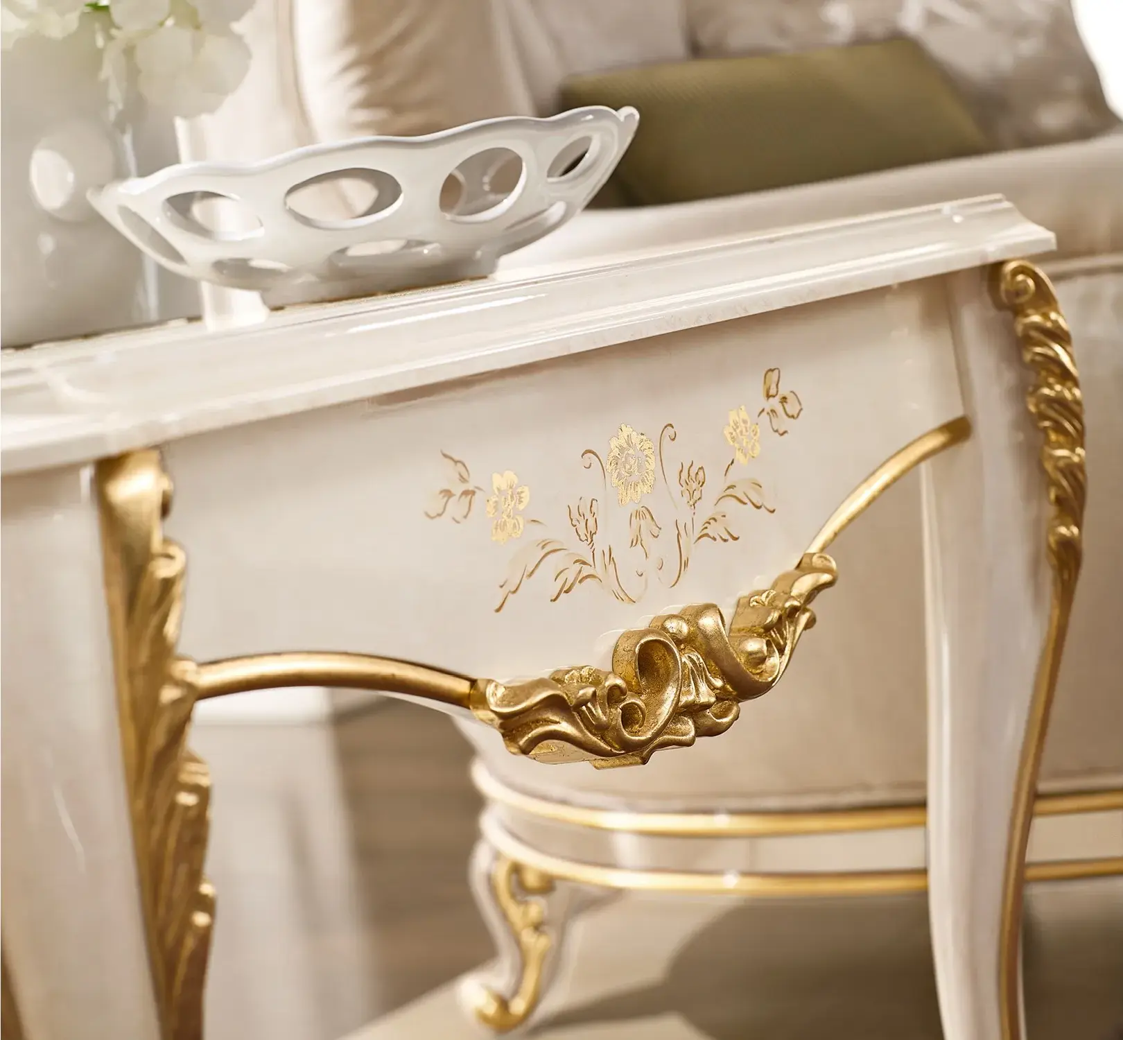 Ivory & Gold Side Table