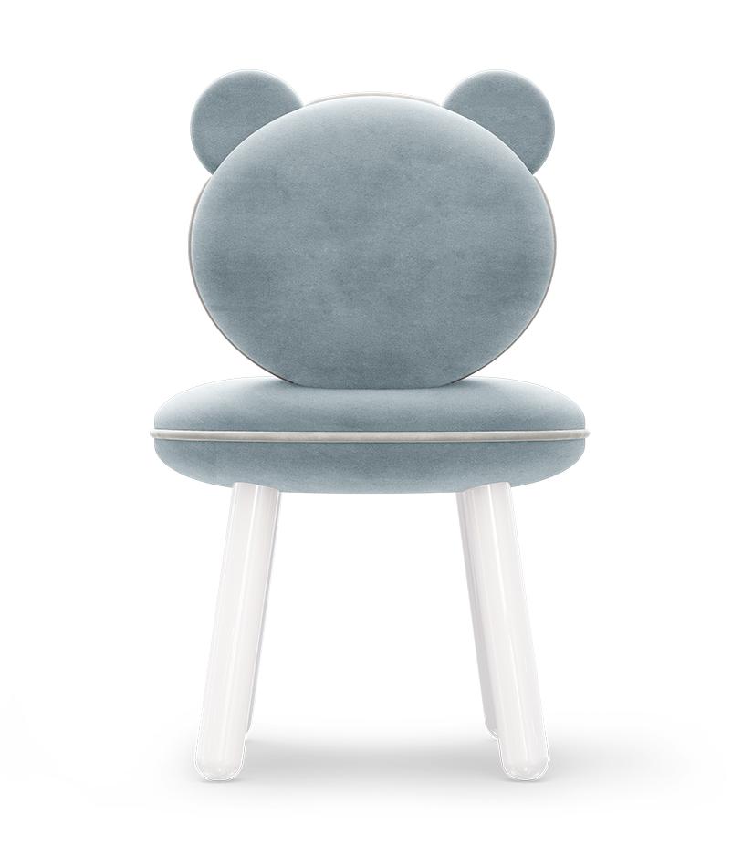 Fluffy Bear Kids Chair (Light Blue)