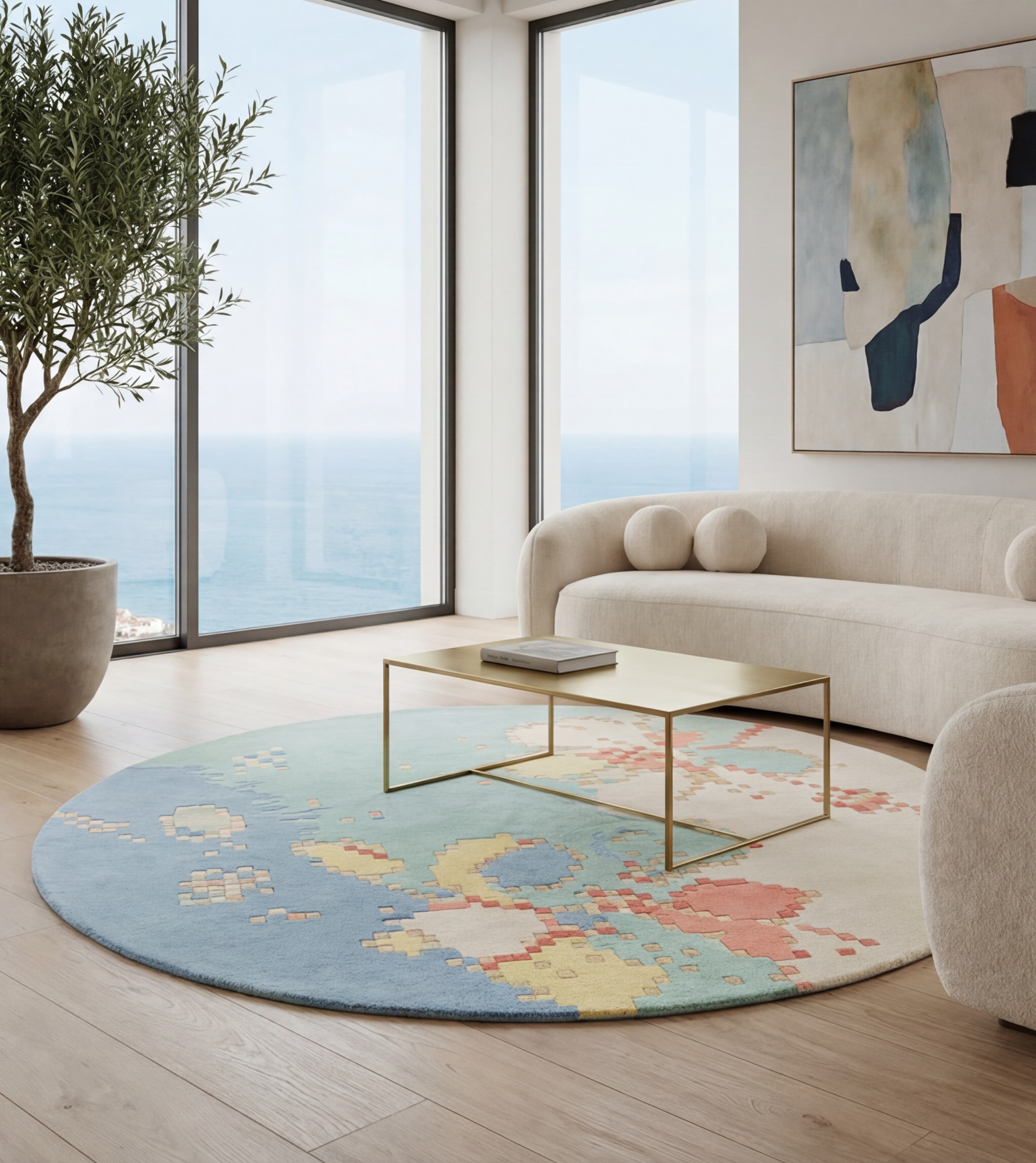 Sky Blossom Round Rug