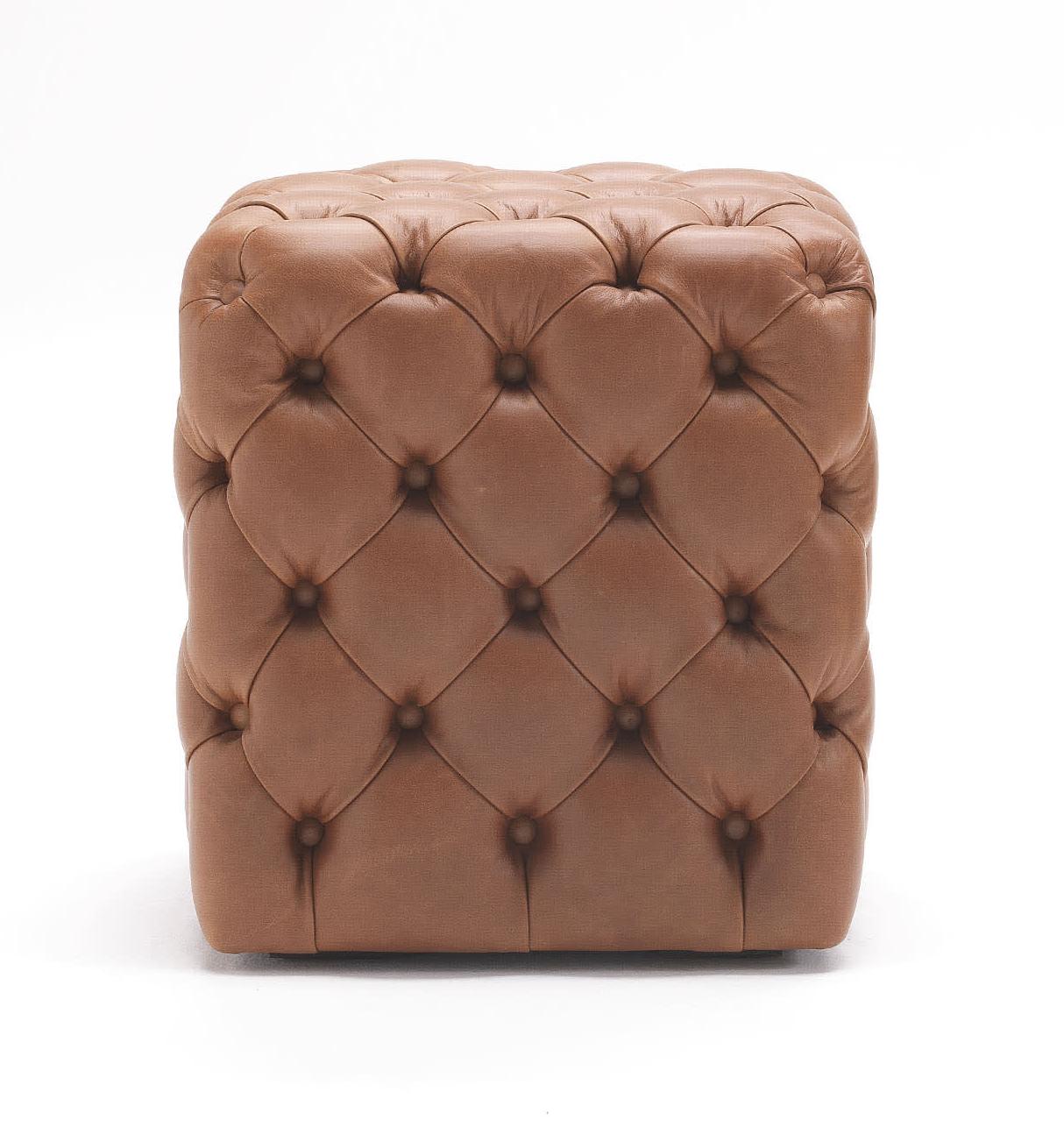 Clod Tufted Leather Pouf