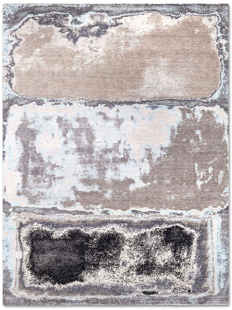 Silver Grey Abstract Rug