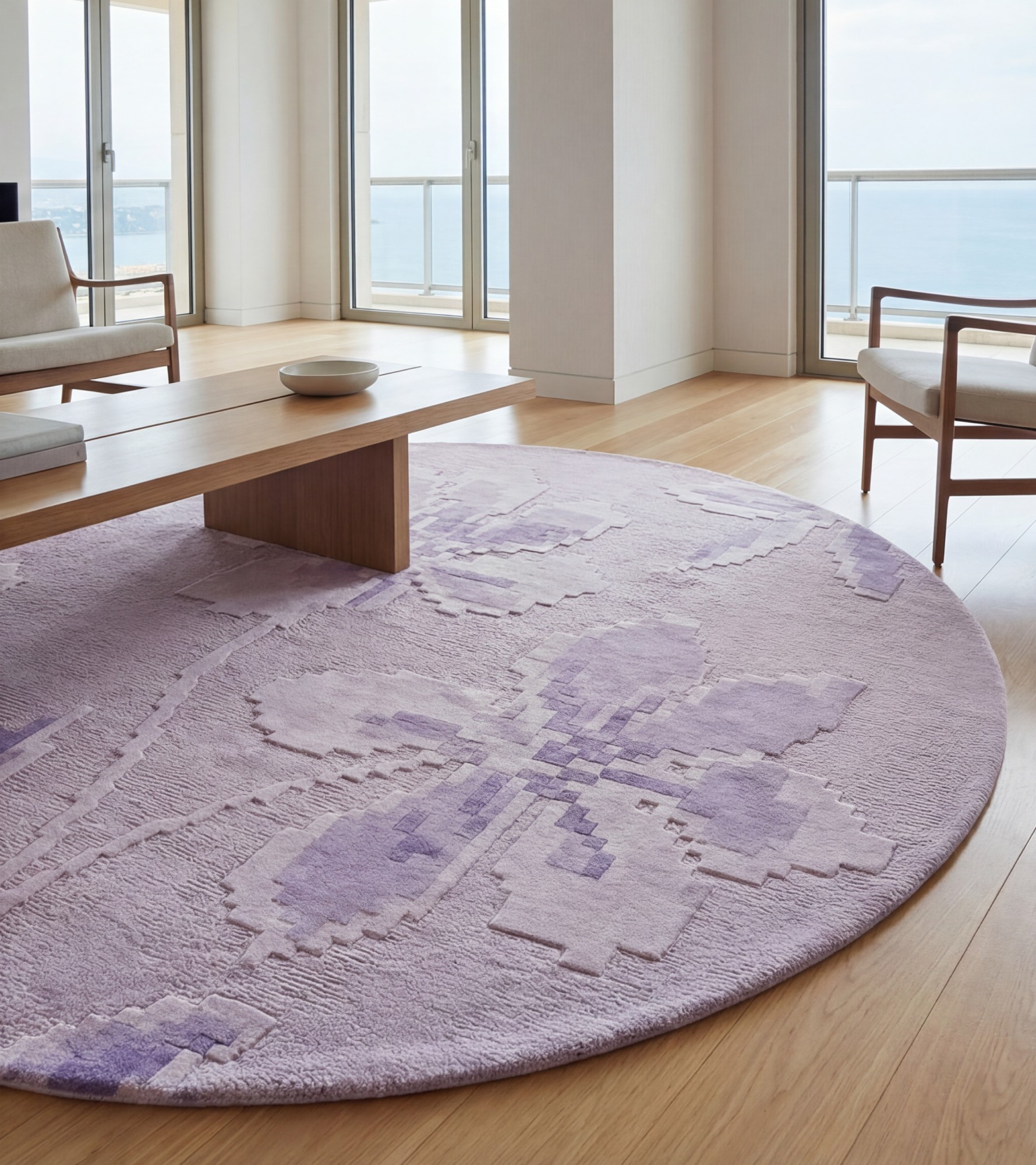 Lavender Bloom Round Rug