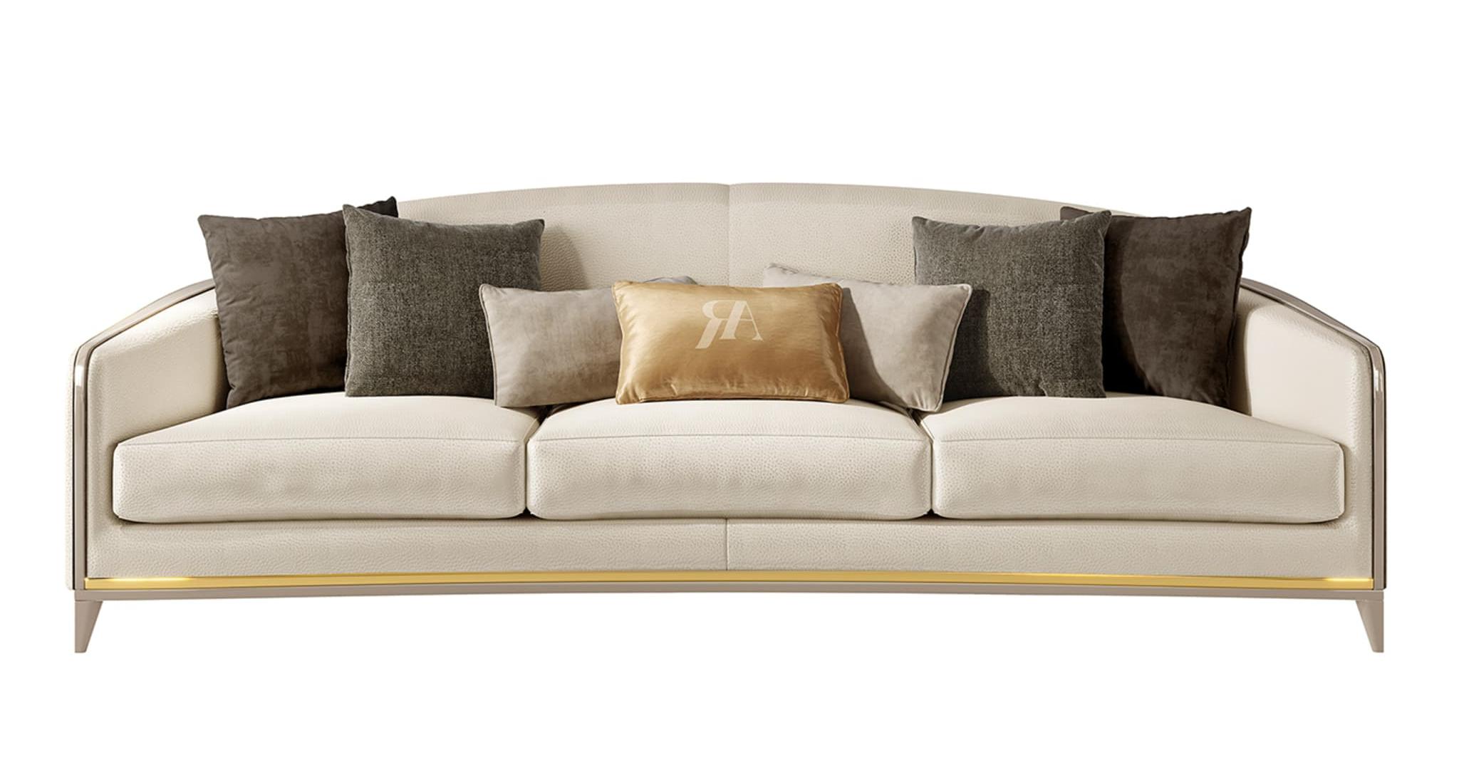 Elegance Beige 3-Seat Sofa | Configuration: Without Cushions