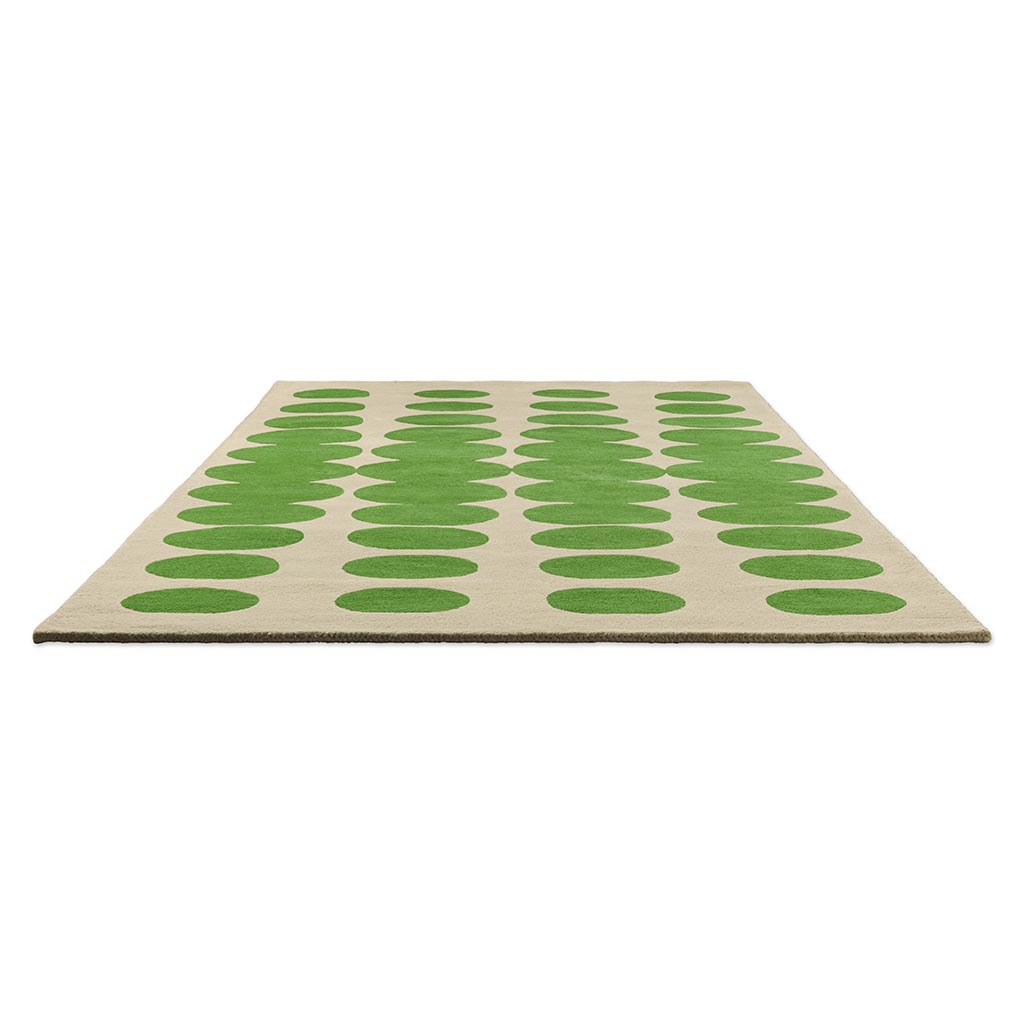 Optical Oval Green Cream Handcrafted Rug | Size: 160 × 230 cm