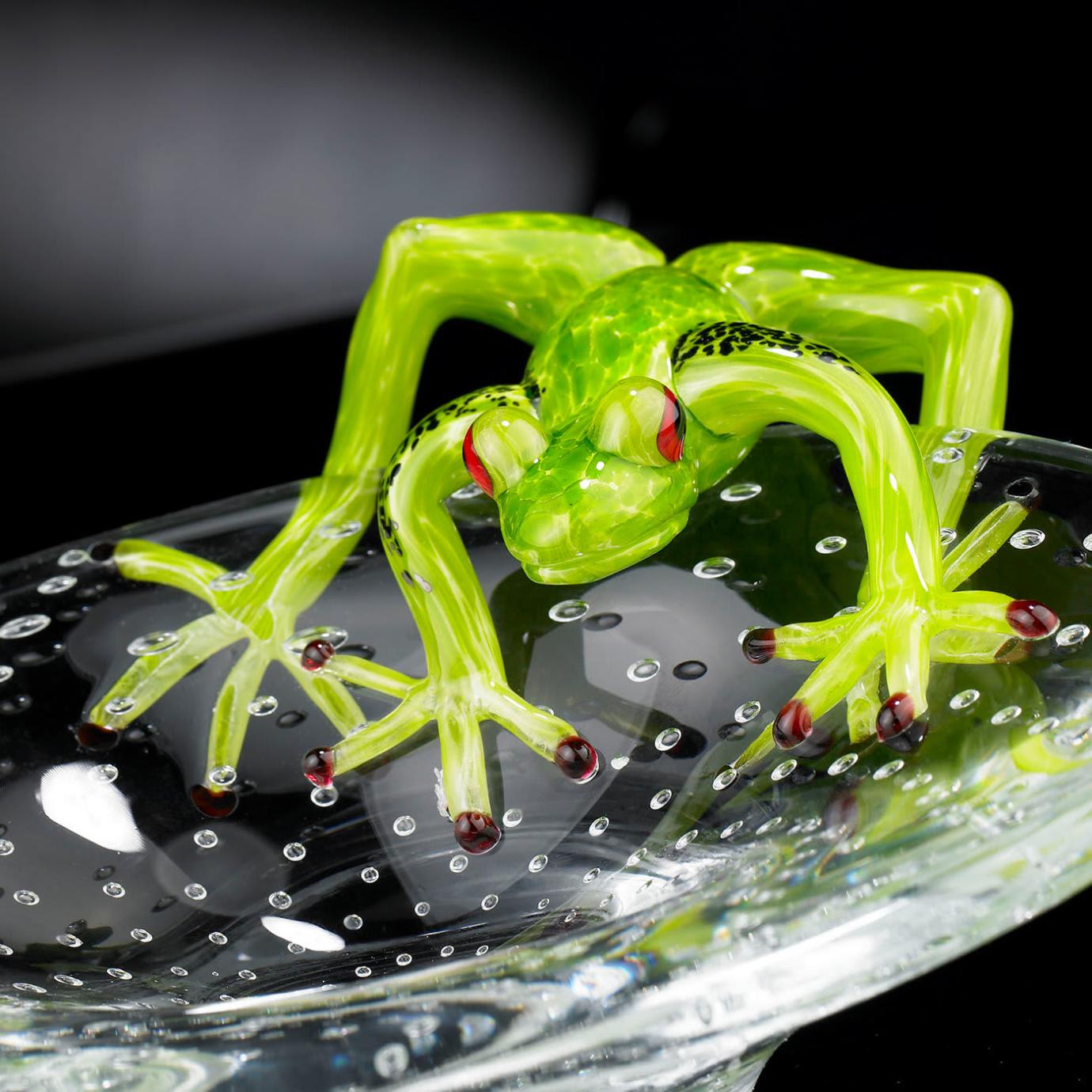 Handcrafted Glass Bowl with Frog
