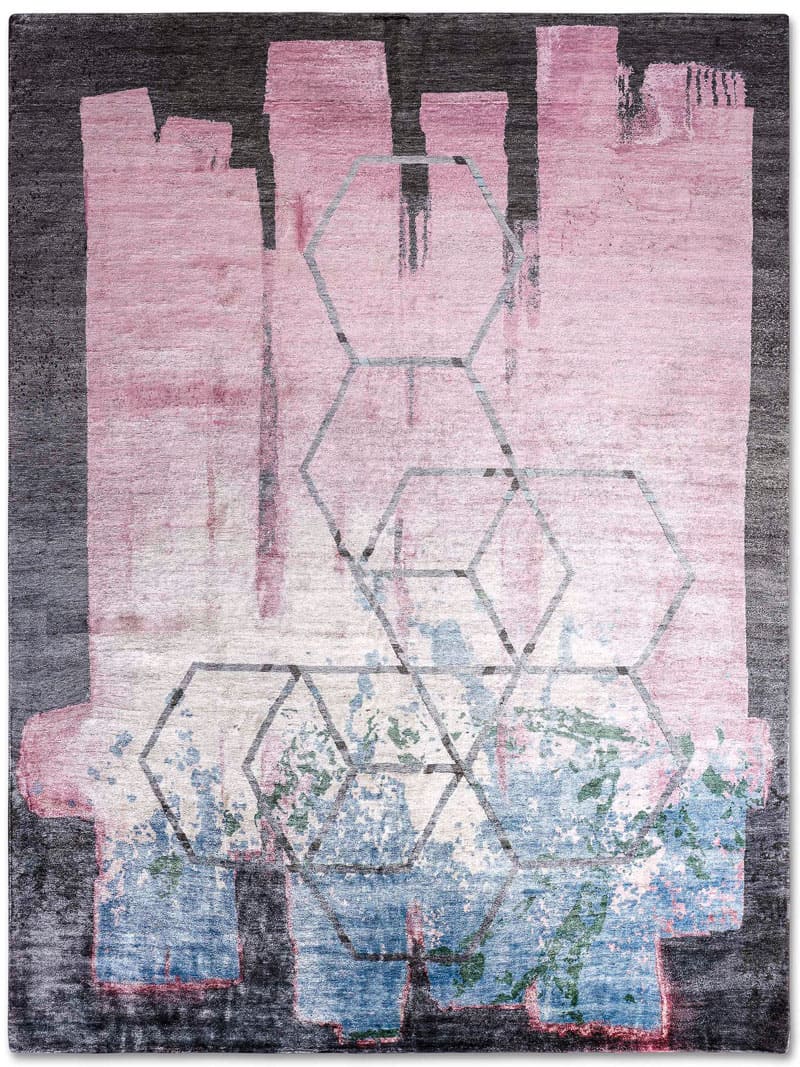 Hexagon Pink Rug | Size: 122 × 183 cm