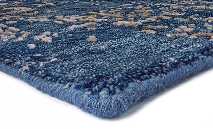 Luxury Abstract Blue Gold Rug | Size: 170 × 240 cm