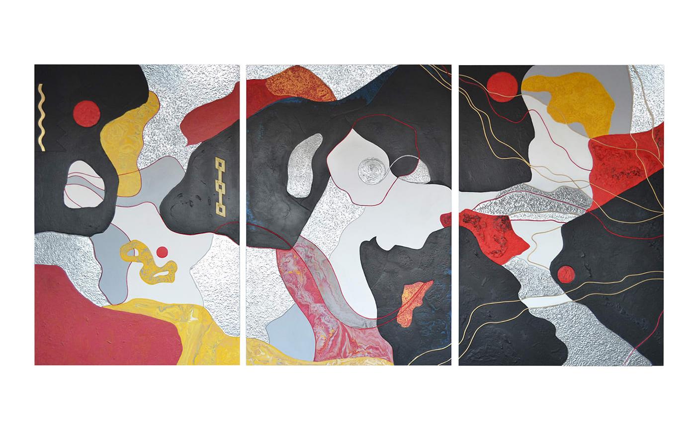 Philia Tryptich Crafted Wall Panel