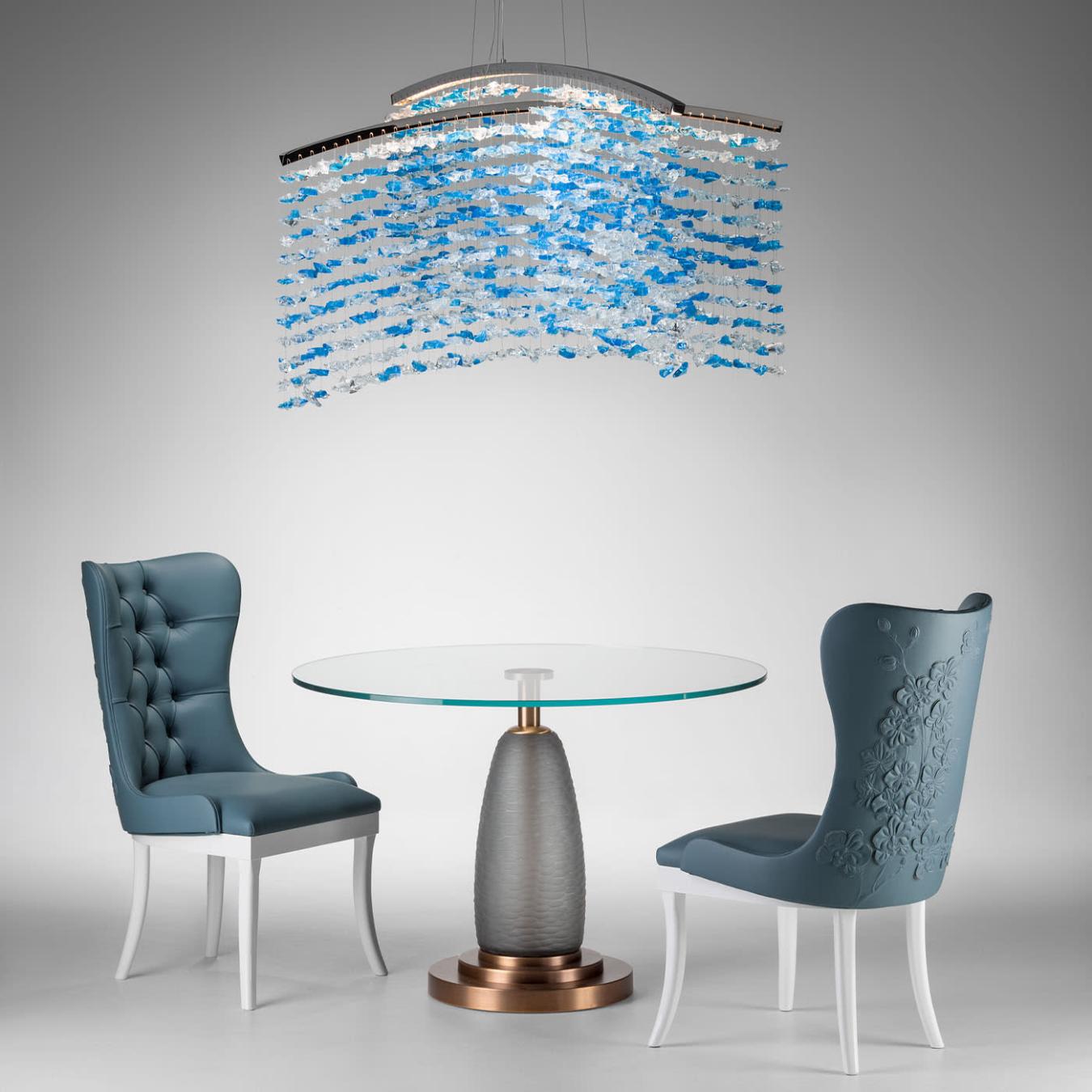 Round Glass-Top Dining Table on Metal Base