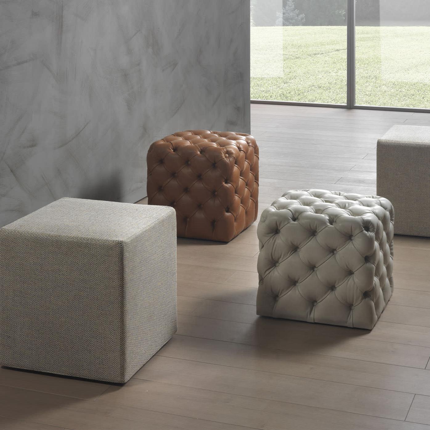 Clod Tufted Leather Pouf
