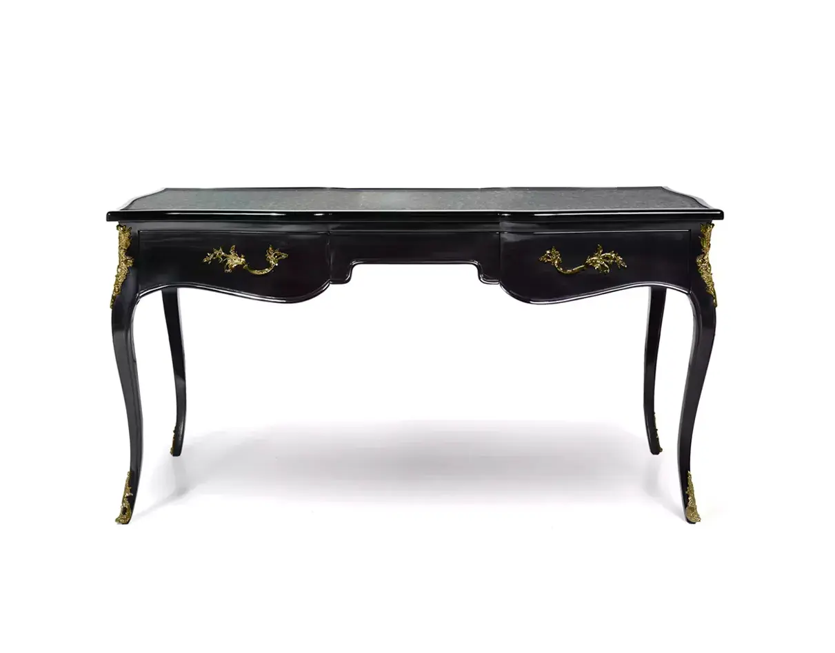 Exotic Peacock Feather Ormolu Desk