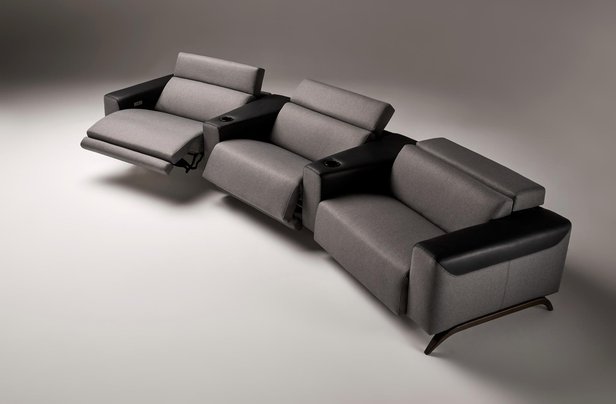 Atlanta Grey 3-Seater Curved Sofa