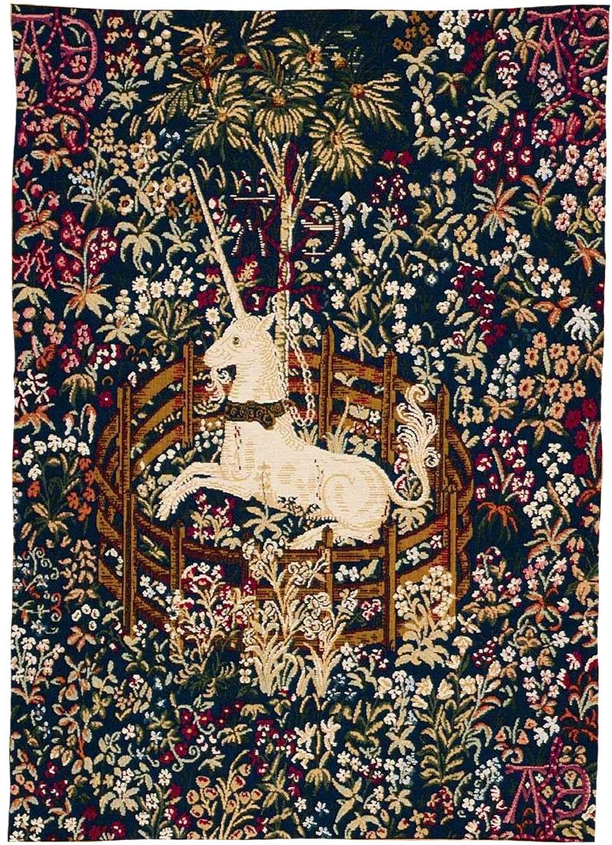 Captive Blue Unicorn Tapestry