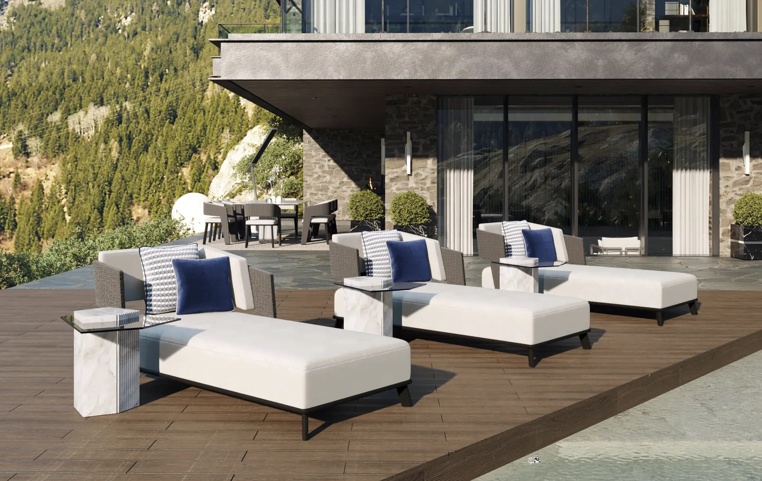 Crown Grey Chaise Longue - 1