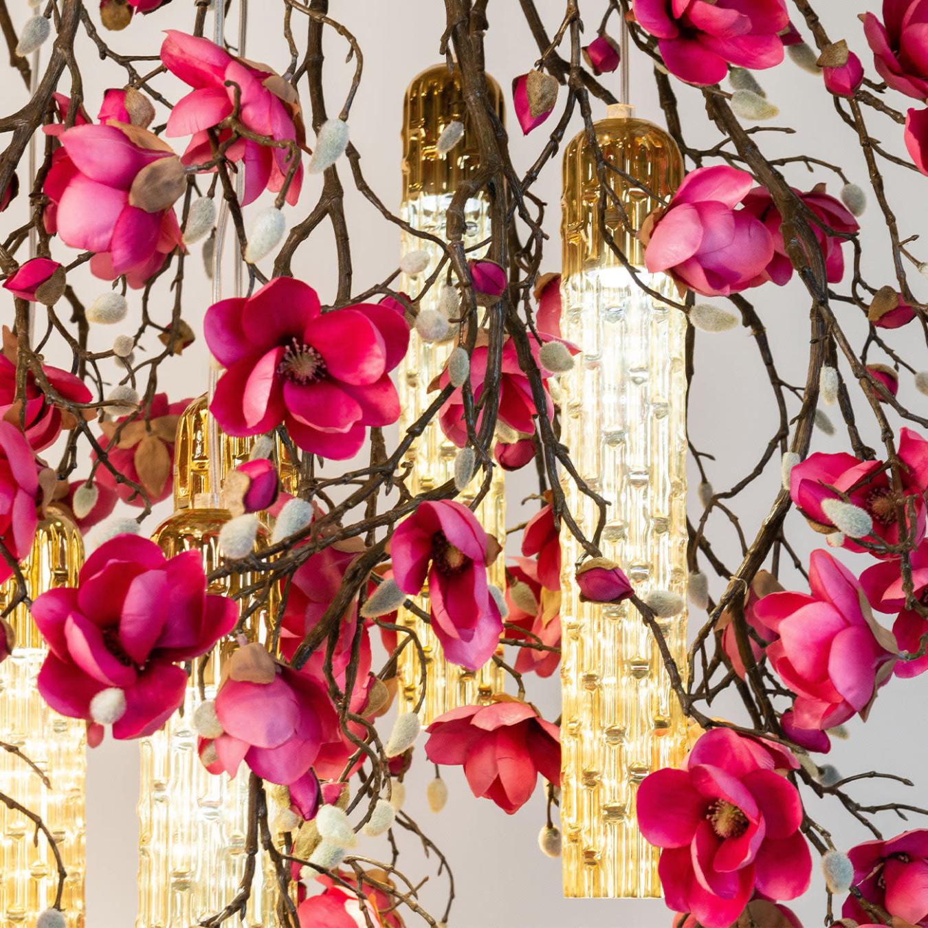 Magnolia Pink Gold Artisan Chandelier
