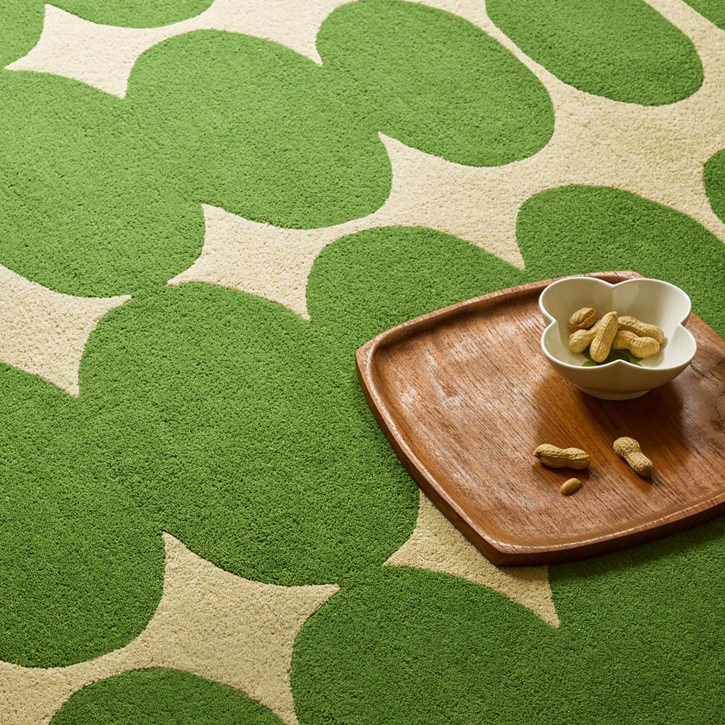 Optical Oval Green Cream Handcrafted Rug | Size: 160 × 230 cm