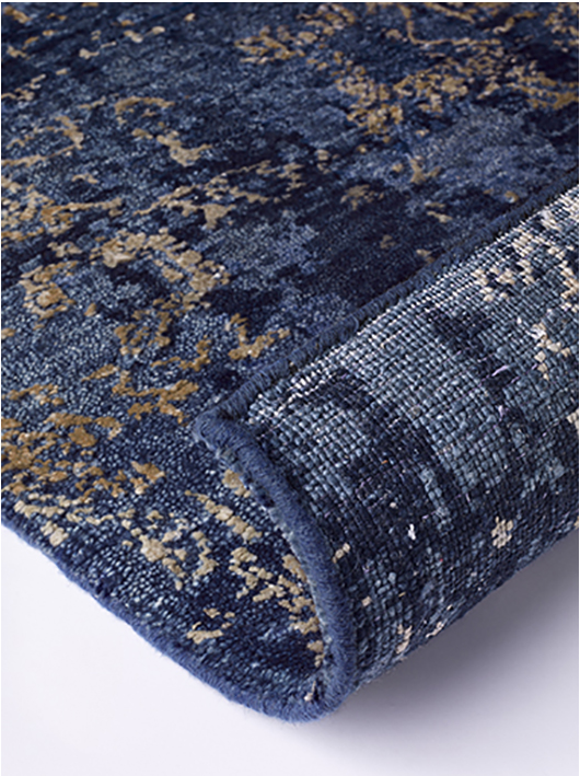 Luxury Abstract Blue Gold Rug | Size: 170 × 240 cm