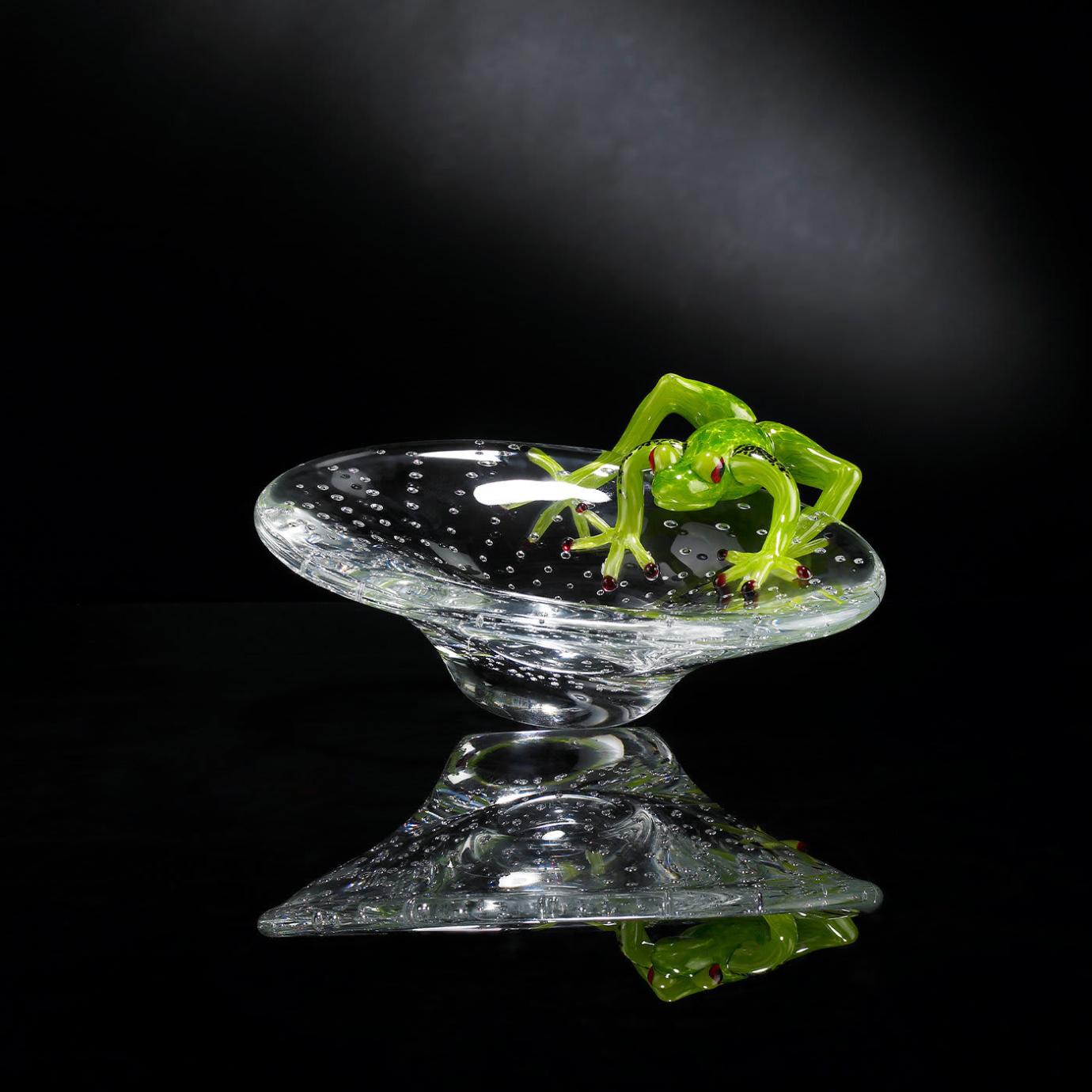 Handcrafted Glass Bowl with Frog