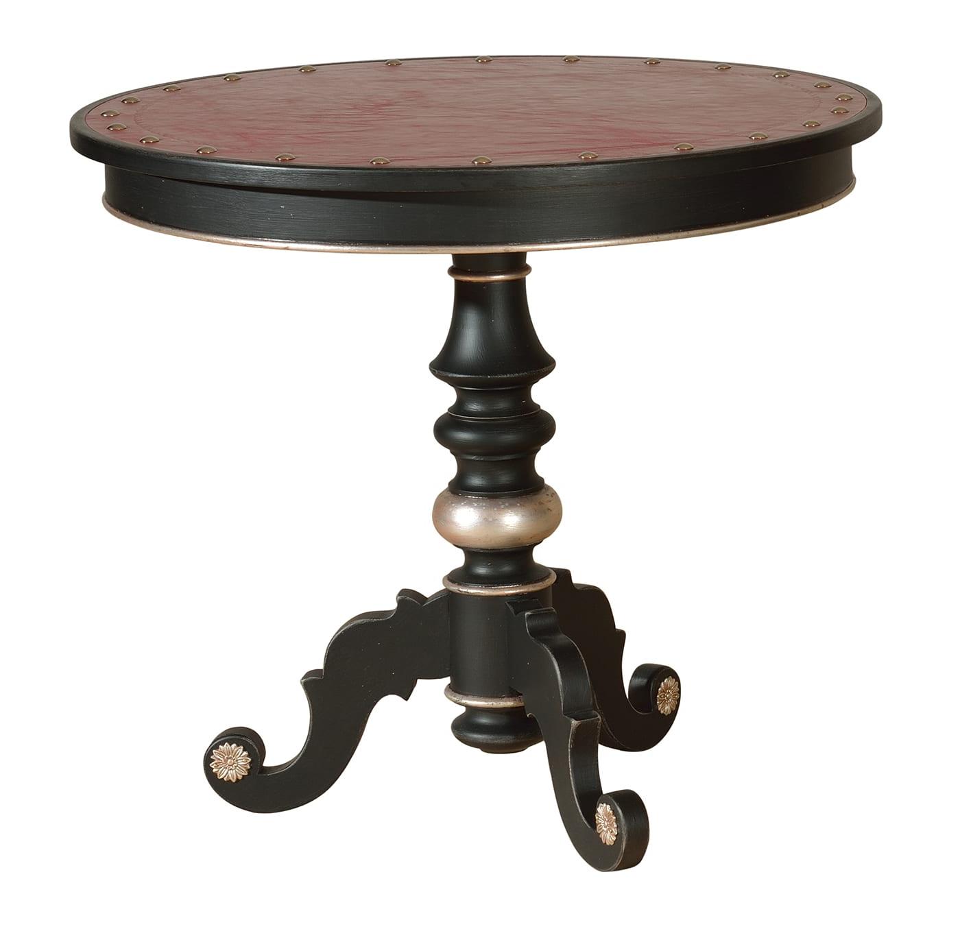 Classical Pedestal Side Table with Leather Top