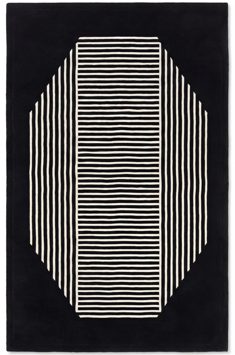 Octagon Lines Dark Artisan Handwoven Rug