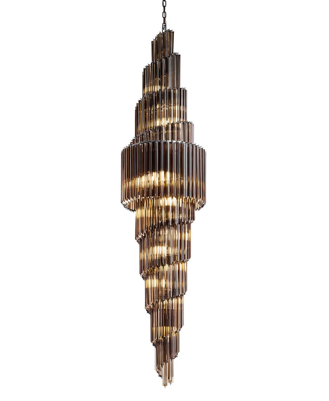Brunito Round Chandelier with Smoky Glass
