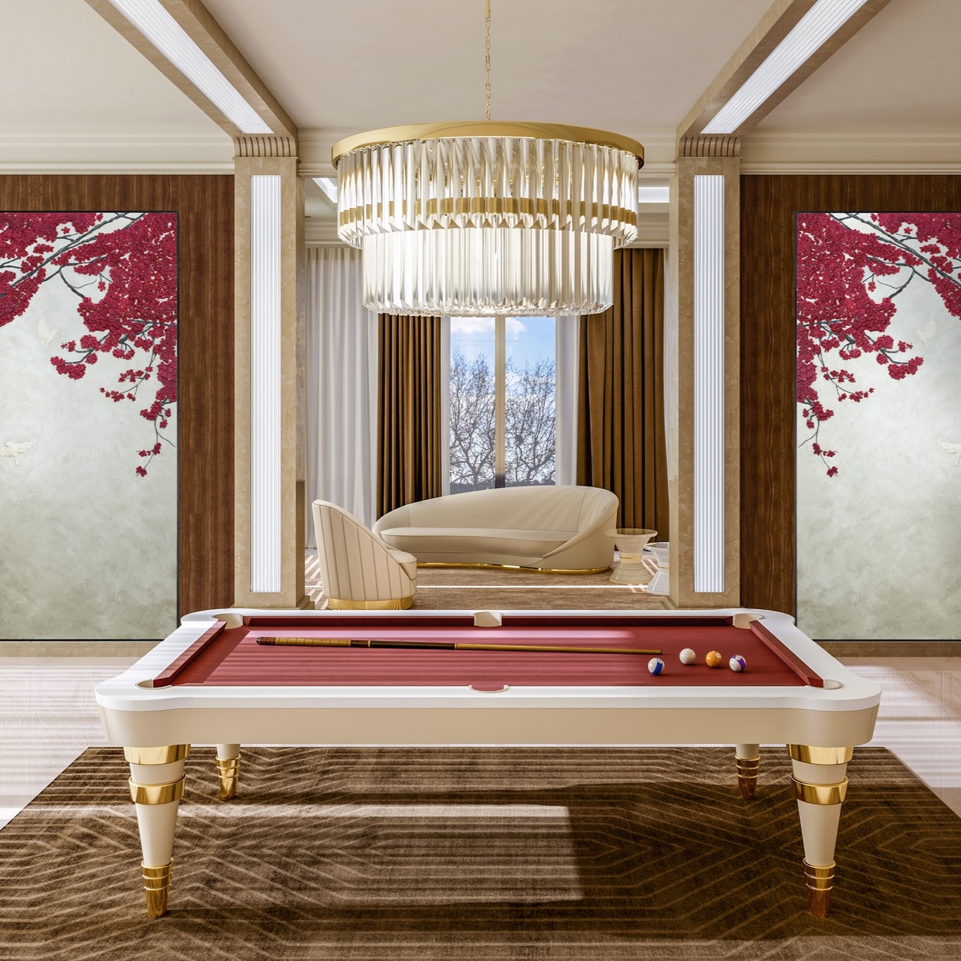 أريكة منحنية ذات تصميم نحتي - 1