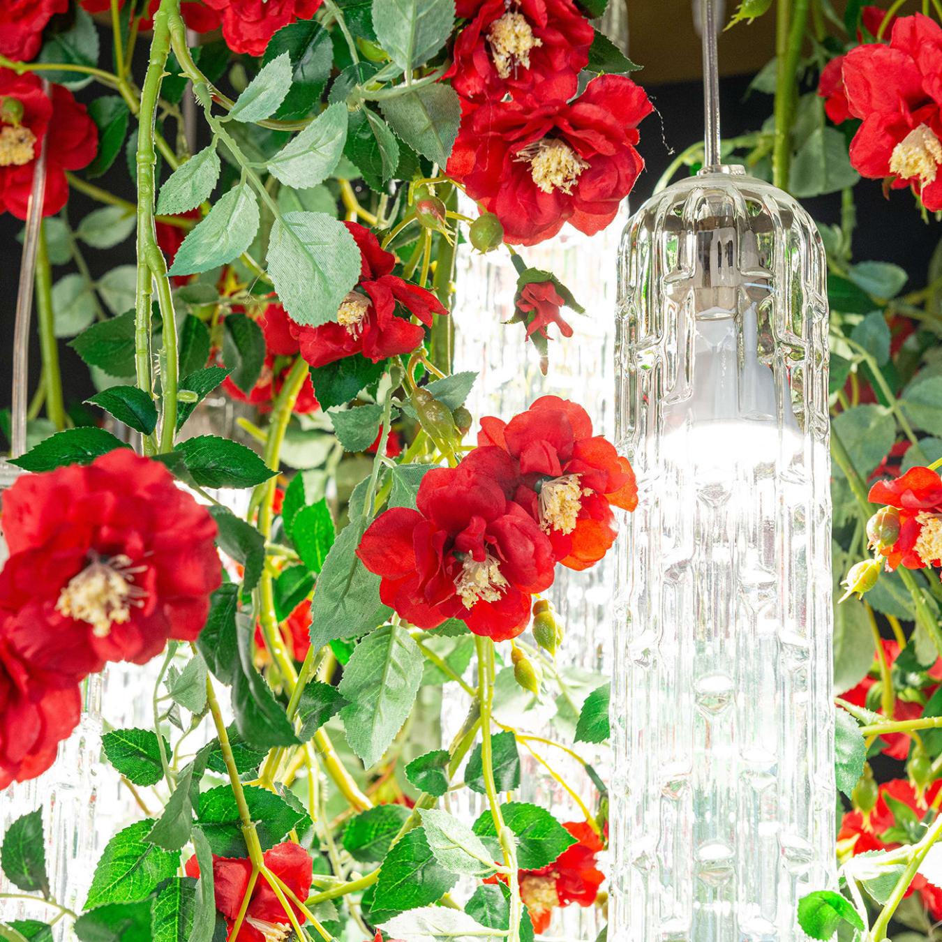 Wil Red Roses Large Italian Chandelier